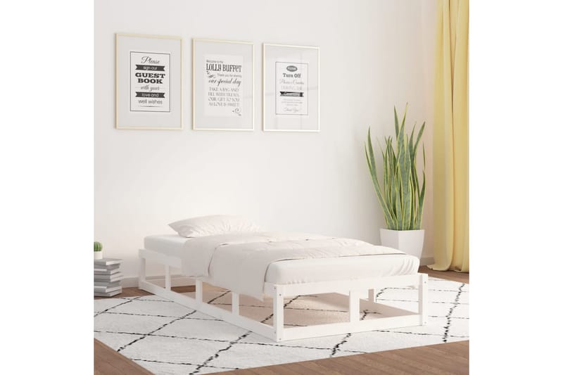beBasic Sengeramme hvit 90x200 cm heltre - Hvit - Møbler - Senger - Sengeramme & sengestamme