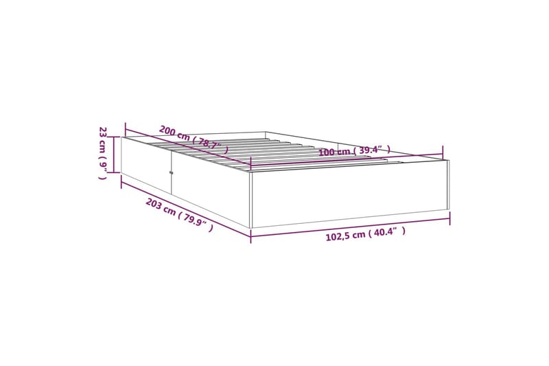 beBasic Sengeramme hvit heltre 100x200 cm - Hvit - Sengeramme & sengestamme