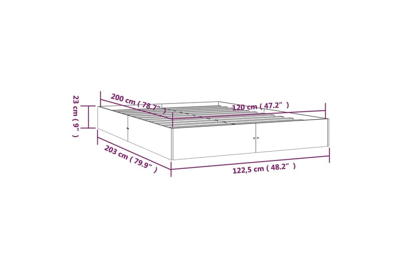 beBasic Sengeramme hvit heltre 120x200 cm - Hvit - Sengeramme & sengestamme