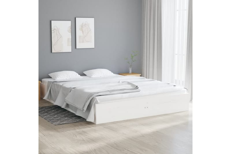 beBasic Sengeramme hvit heltre 140x190 cm - Hvit - Møbler - Senger - Sengeramme & sengestamme