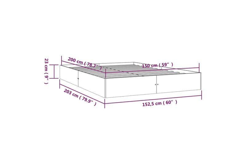 beBasic Sengeramme hvit heltre 150x200 cm 5FT King Size - Hvit - Sengeramme & sengestamme