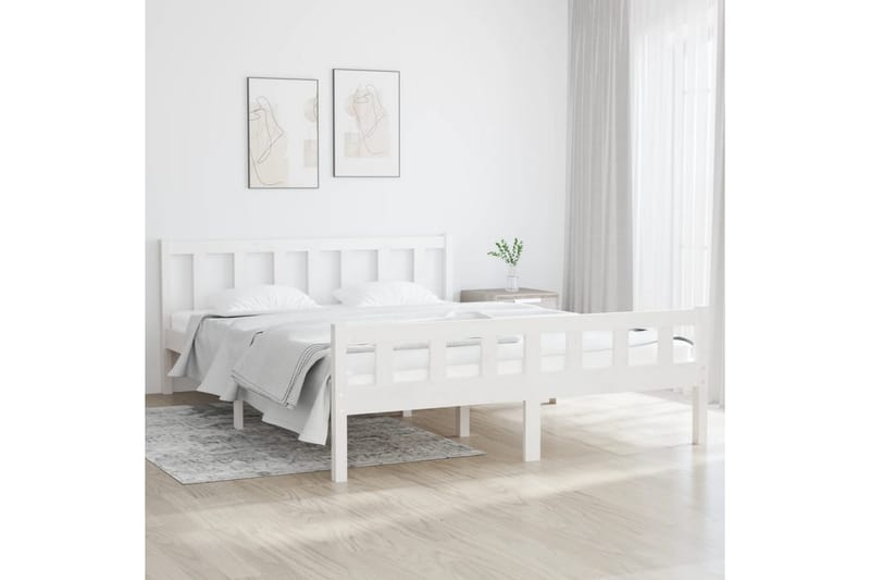 beBasic Sengeramme hvit heltre 150x200 cm 5FT King Size - Hvit - Møbler - Senger - Sengeramme & sengestamme