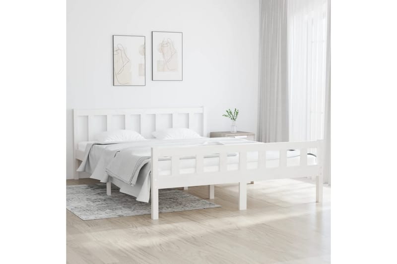 beBasic Sengeramme hvit heltre 150x200 cm 5FT King Size - Hvit - Sengeramme & sengestamme