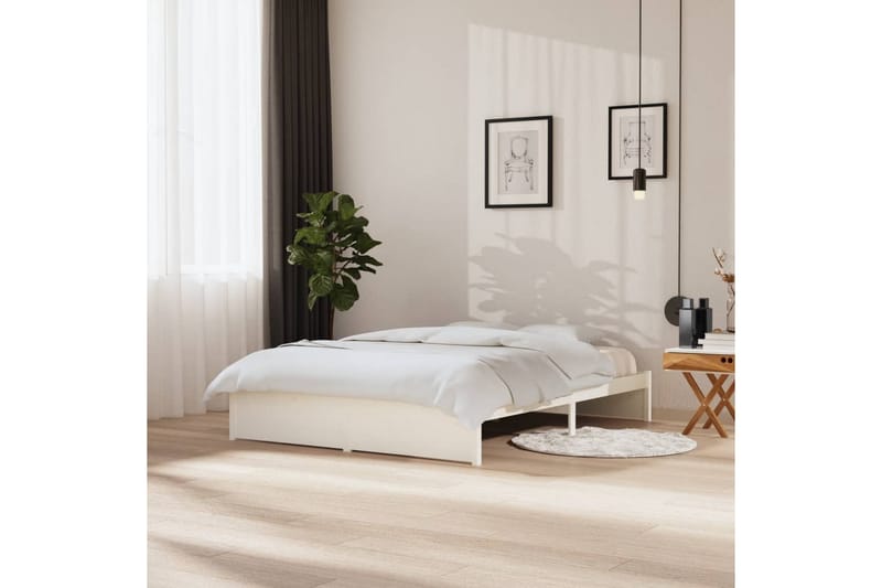 beBasic Sengeramme hvit heltre 150x200 cm 5FT King Size - Hvit - Møbler - Senger - Sengeramme & sengestamme