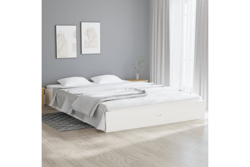 beBasic Sengeramme hvit heltre 150x200 cm 5FT King Size - Hvit - Møbler - Senger - Sengeramme & sengestamme