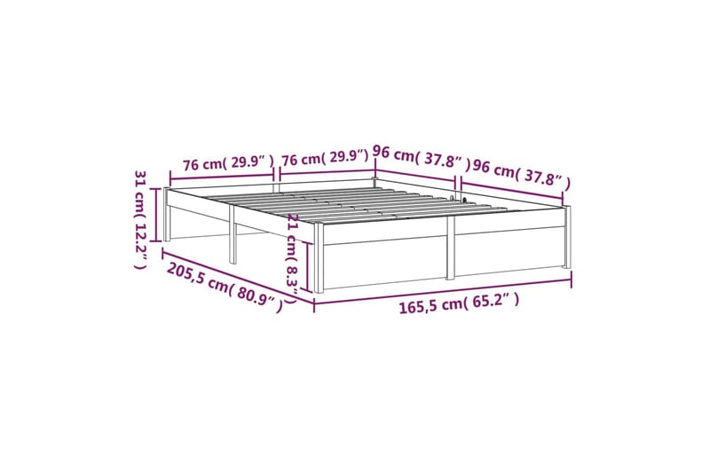 beBasic Sengeramme hvit heltre 160x200 cm - Hvit - Sengeramme & sengestamme