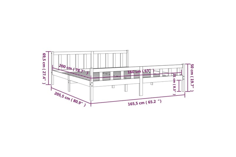 beBasic Sengeramme hvit heltre 160x200 cm - Hvit - Møbler - Senger - Sengeramme & sengestamme