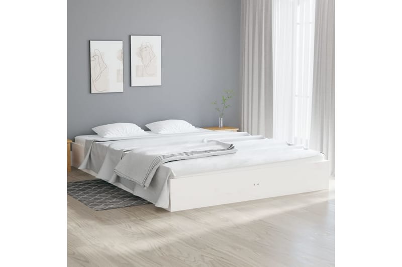 beBasic Sengeramme hvit heltre 160x200 cm - Hvit - Møbler - Senger - Sengeramme & sengestamme