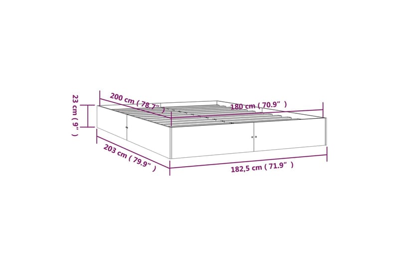 beBasic Sengeramme hvit heltre 180x200 cm 6FT Super King - Hvit - Sengeramme & sengestamme