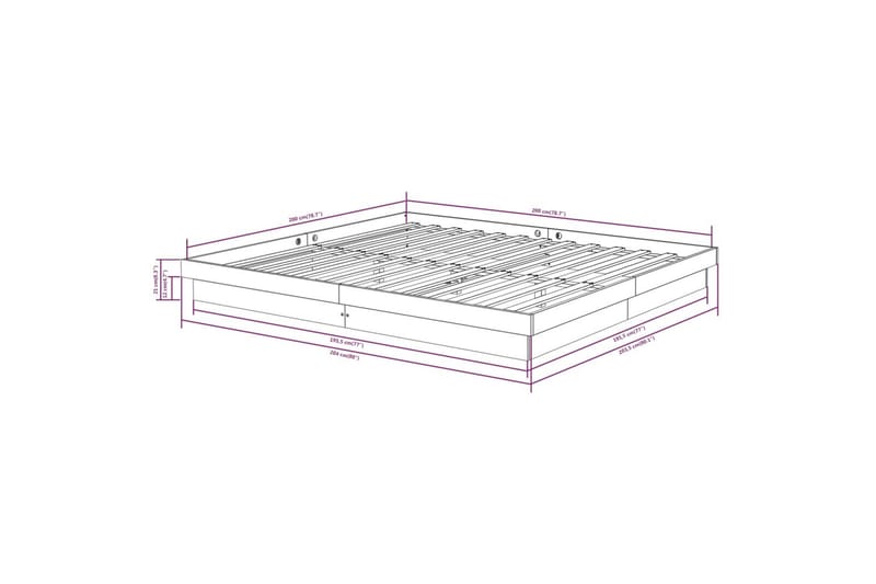 beBasic Sengeramme hvit heltre 200x200 cm - Hvit - Sengeramme & sengestamme