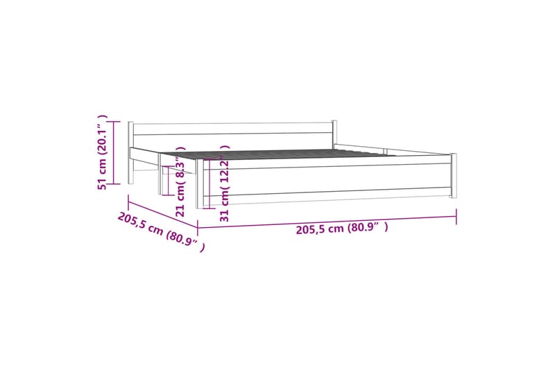 beBasic Sengeramme hvit heltre 200x200 cm - Hvit - Møbler - Senger - Sengeramme & sengestamme