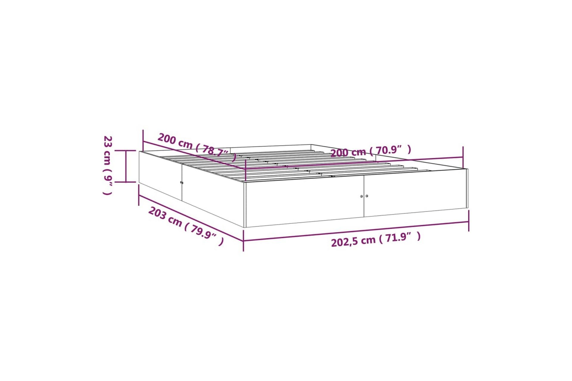beBasic Sengeramme hvit heltre 200x200 cm - Hvit - Møbler - Senger - Sengeramme & sengestamme