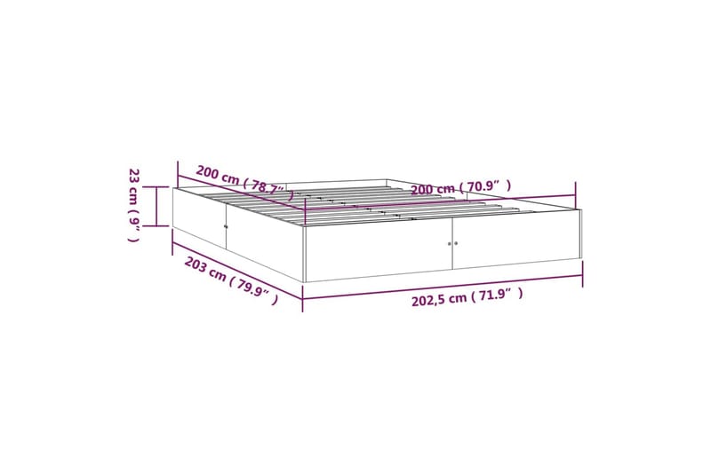 beBasic Sengeramme hvit heltre 200x200 cm - Hvit - Sengeramme & sengestamme