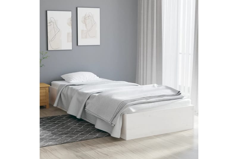 beBasic Sengeramme hvit heltre 75x190 cm 2FT6 Small Single - Hvit - Møbler - Senger - Sengeramme & sengestamme