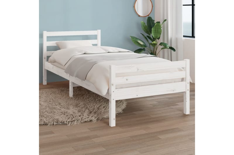 beBasic Sengeramme hvit heltre 90x200 cm - Hvit - Møbler - Senger - Sengeramme & sengestamme