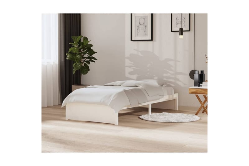 beBasic Sengeramme hvit heltre 90x200 cm - Hvit - Møbler - Senger - Sengeramme & sengestamme