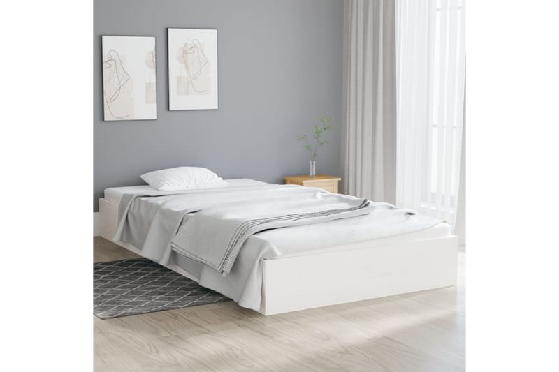 beBasic Sengeramme hvit heltre 90x200 cm - Hvit - Møbler - Senger - Sengeramme & sengestamme