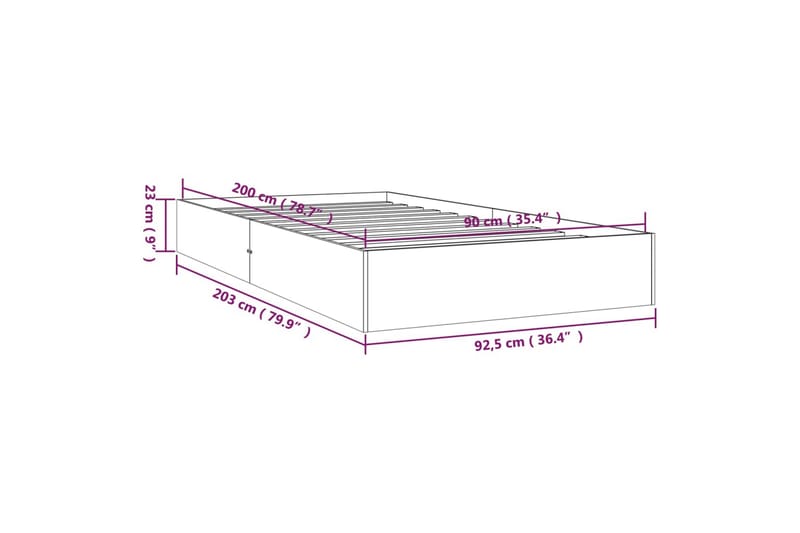 beBasic Sengeramme hvit heltre 90x200 cm - Hvit - Møbler - Senger - Sengeramme & sengestamme