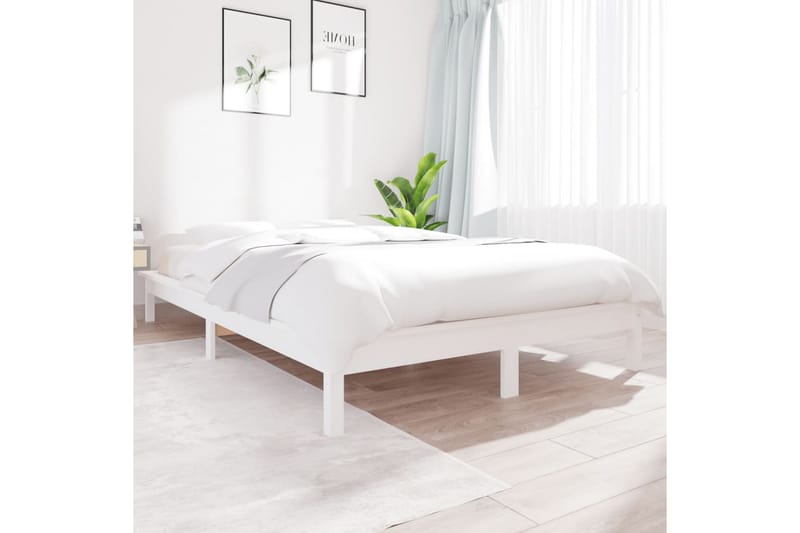 beBasic Sengeramme hvit heltre furu 120x200 cm - Hvit - Møbler - Senger - Sengeramme & sengestamme