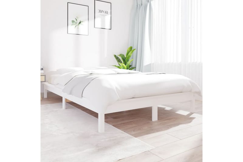 beBasic Sengeramme hvit heltre furu 135x190 cm 4FT6 Double - Hvit - Møbler - Senger - Sengeramme & sengestamme