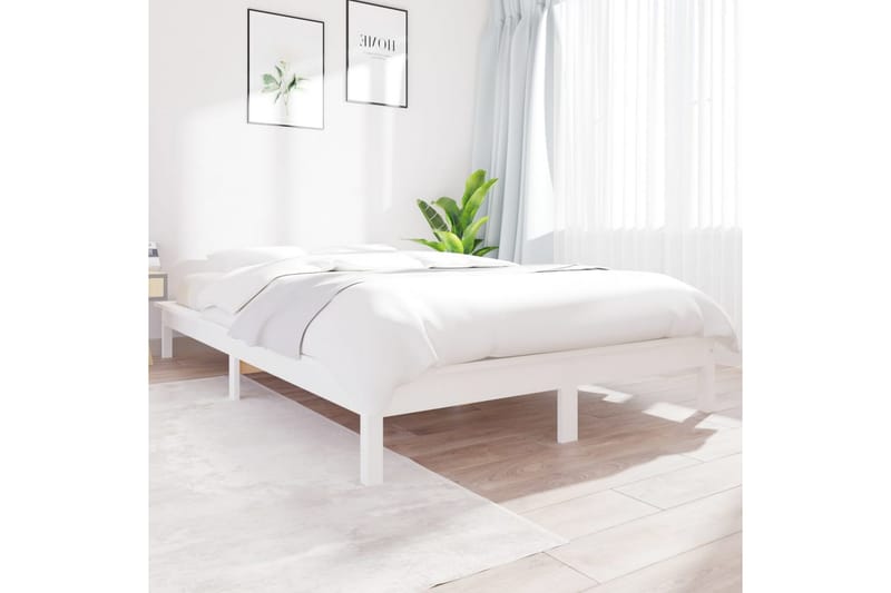 beBasic Sengeramme hvit heltre furu 160x200 cm - Hvit - Møbler - Senger - Sengeramme & sengestamme
