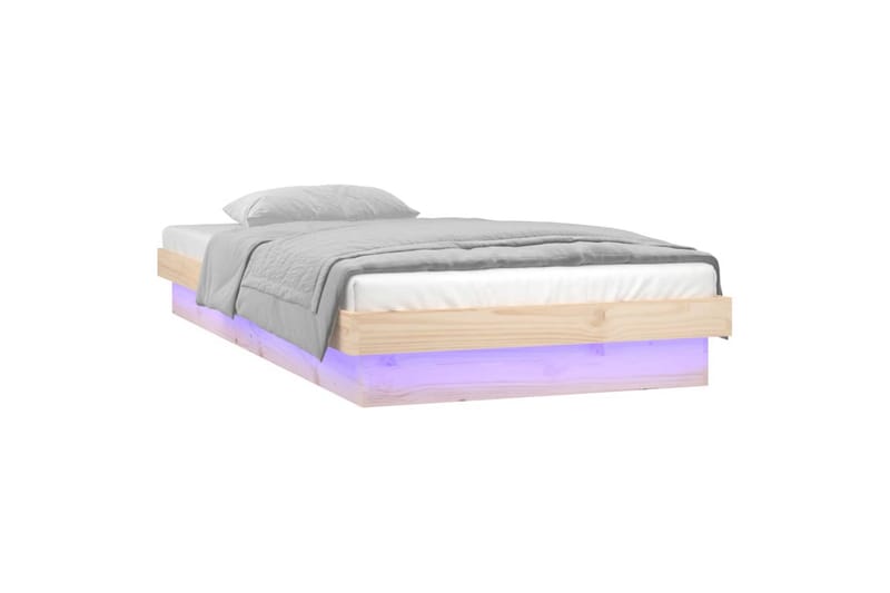 beBasic Sengeramme med LED 100x200 cm heltre - Brun - Sengeramme & sengestamme