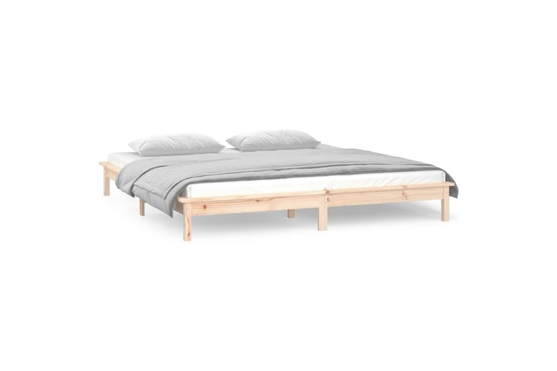 beBasic Sengeramme med LED 135x190 cm 4FT6 Double heltre - Brun - Møbler - Senger - Sengeramme & sengestamme