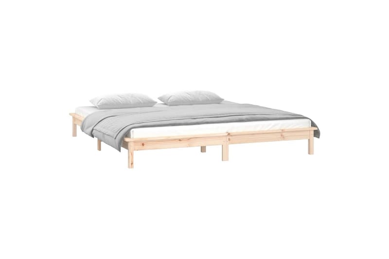 beBasic Sengeramme med LED 135x190 cm 4FT6 Double heltre - Brun - Møbler - Senger - Sengeramme & sengestamme