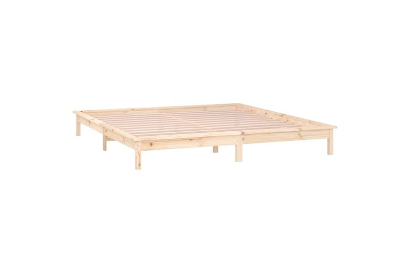 beBasic Sengeramme med LED 135x190 cm 4FT6 Double heltre - Brun - Møbler - Senger - Sengeramme & sengestamme