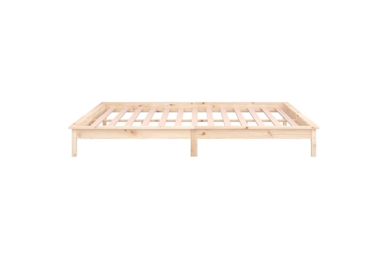 beBasic Sengeramme med LED 135x190 cm 4FT6 Double heltre - Brun - Møbler - Senger - Sengeramme & sengestamme