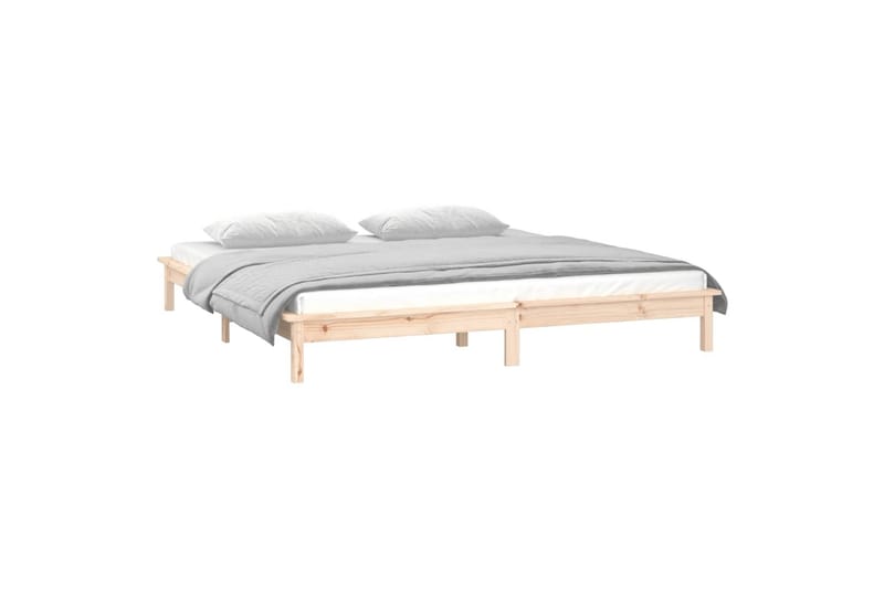 beBasic Sengeramme med LED 150x200 cm 5FT King Size heltre - Brun - Sengeramme & sengestamme