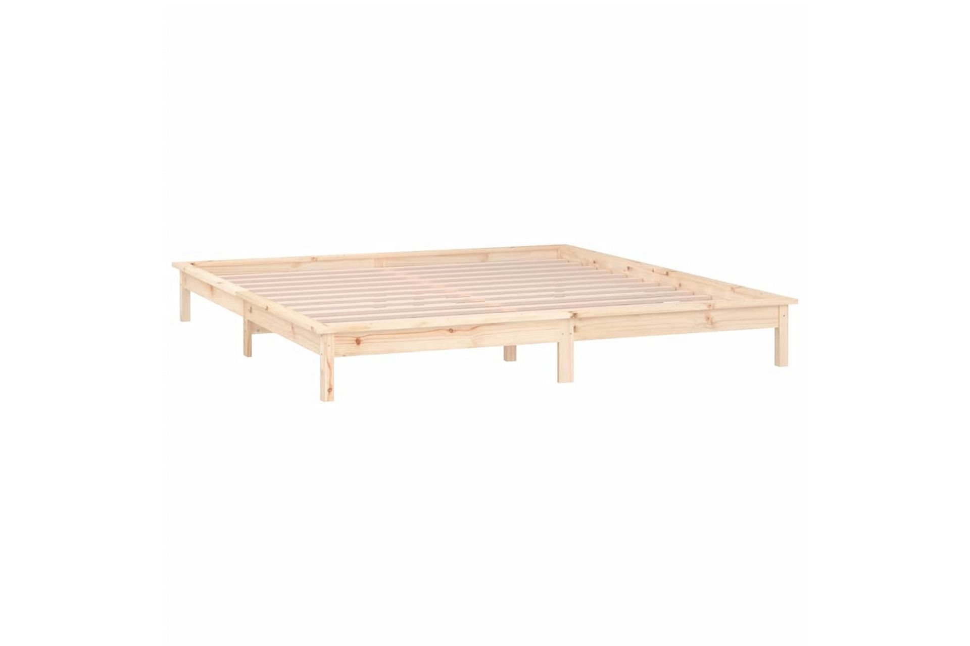 beBasic Sengeramme med LED 150x200 cm 5FT King Size heltre - Brun - Møbler - Senger - Sengeramme & sengestamme