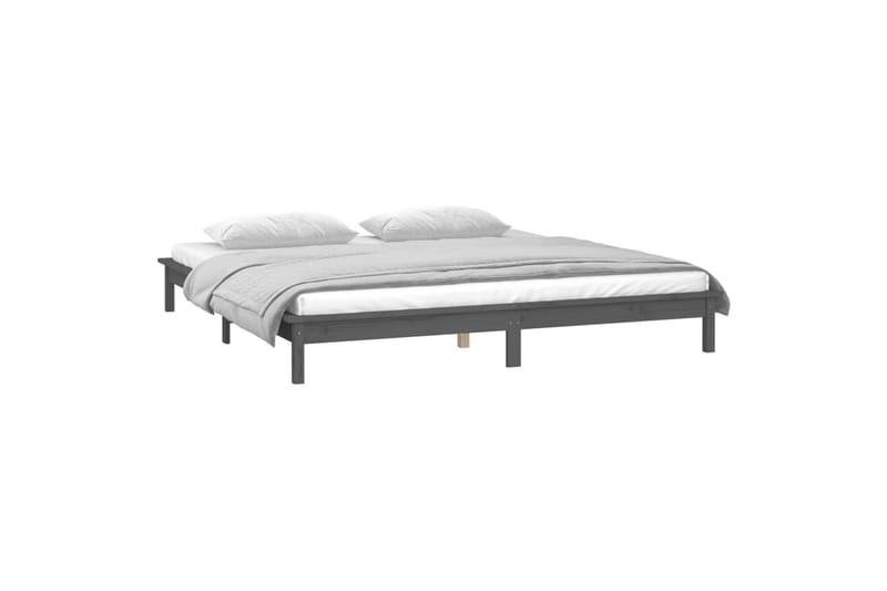 beBasic Sengeramme med LED grå 120x200 cm heltre - GrÃ¥ - Møbler - Senger - Sengeramme & sengestamme