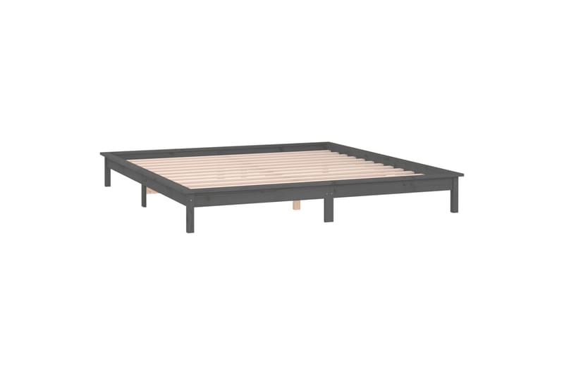 beBasic Sengeramme med LED grå 135x190 cm 4FT6 Double heltre - GrÃ¥ - Sengeramme & sengestamme