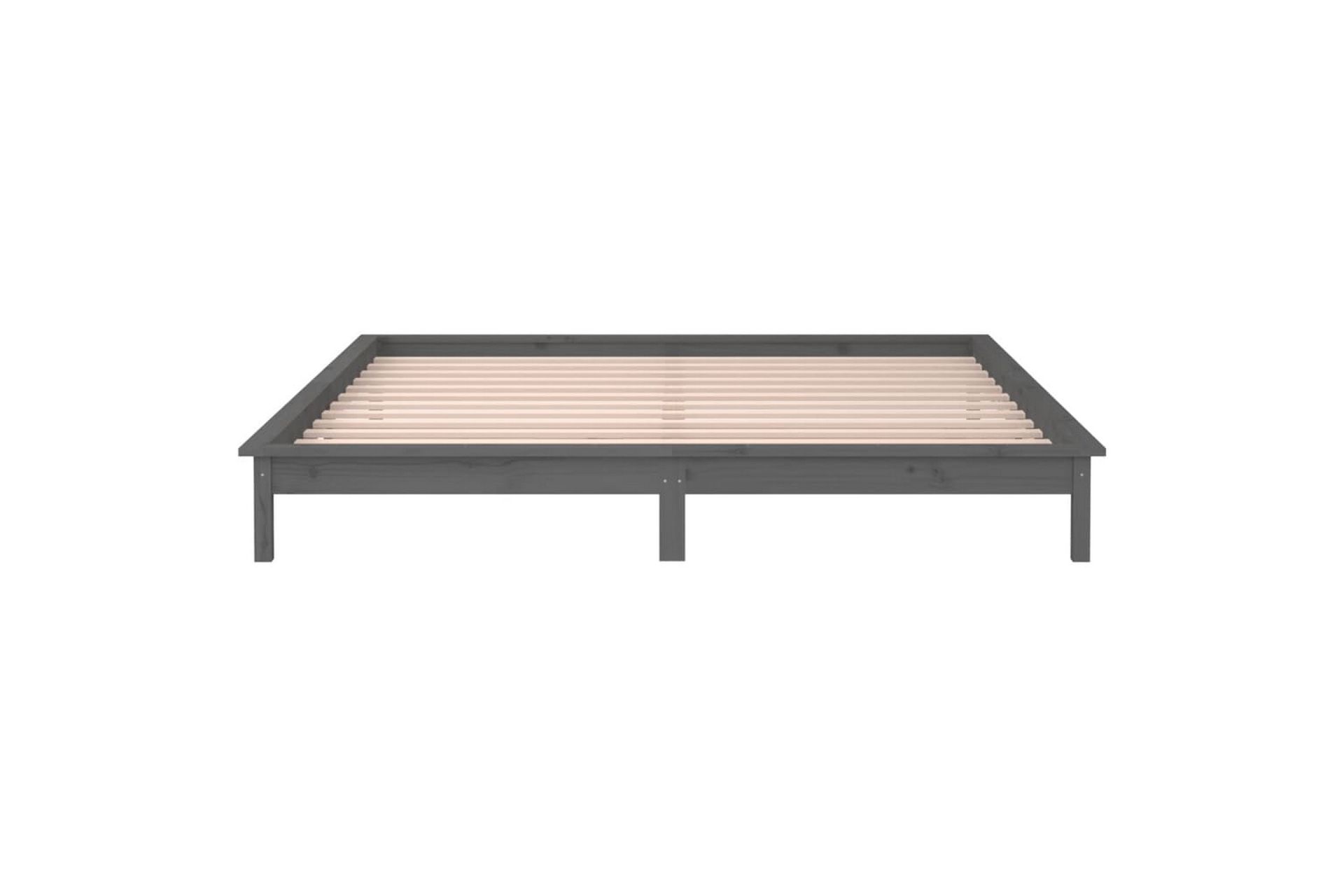 beBasic Sengeramme med LED grå 135x190 cm 4FT6 Double heltre - GrÃ¥ - Møbler - Senger - Sengeramme & sengestamme