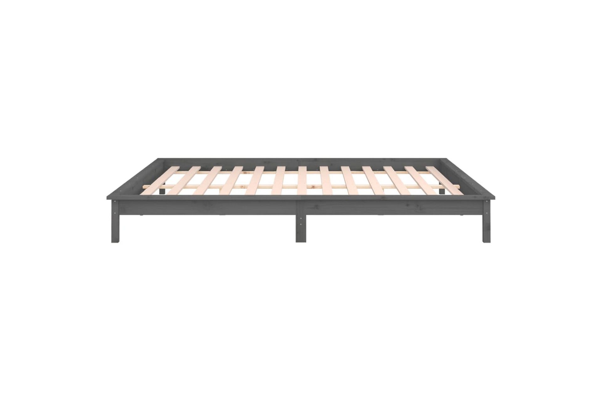 beBasic Sengeramme med LED grå 135x190 cm 4FT6 Double heltre - GrÃ¥ - Møbler - Senger - Sengeramme & sengestamme