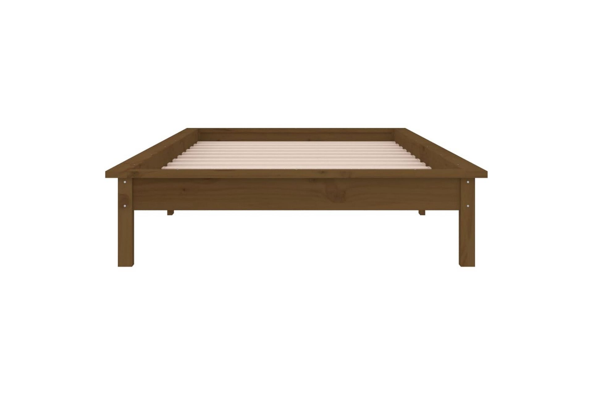 beBasic Sengeramme med LED honningbrun 100x200 cm heltre - Brun - Møbler - Senger - Sengeramme & sengestamme