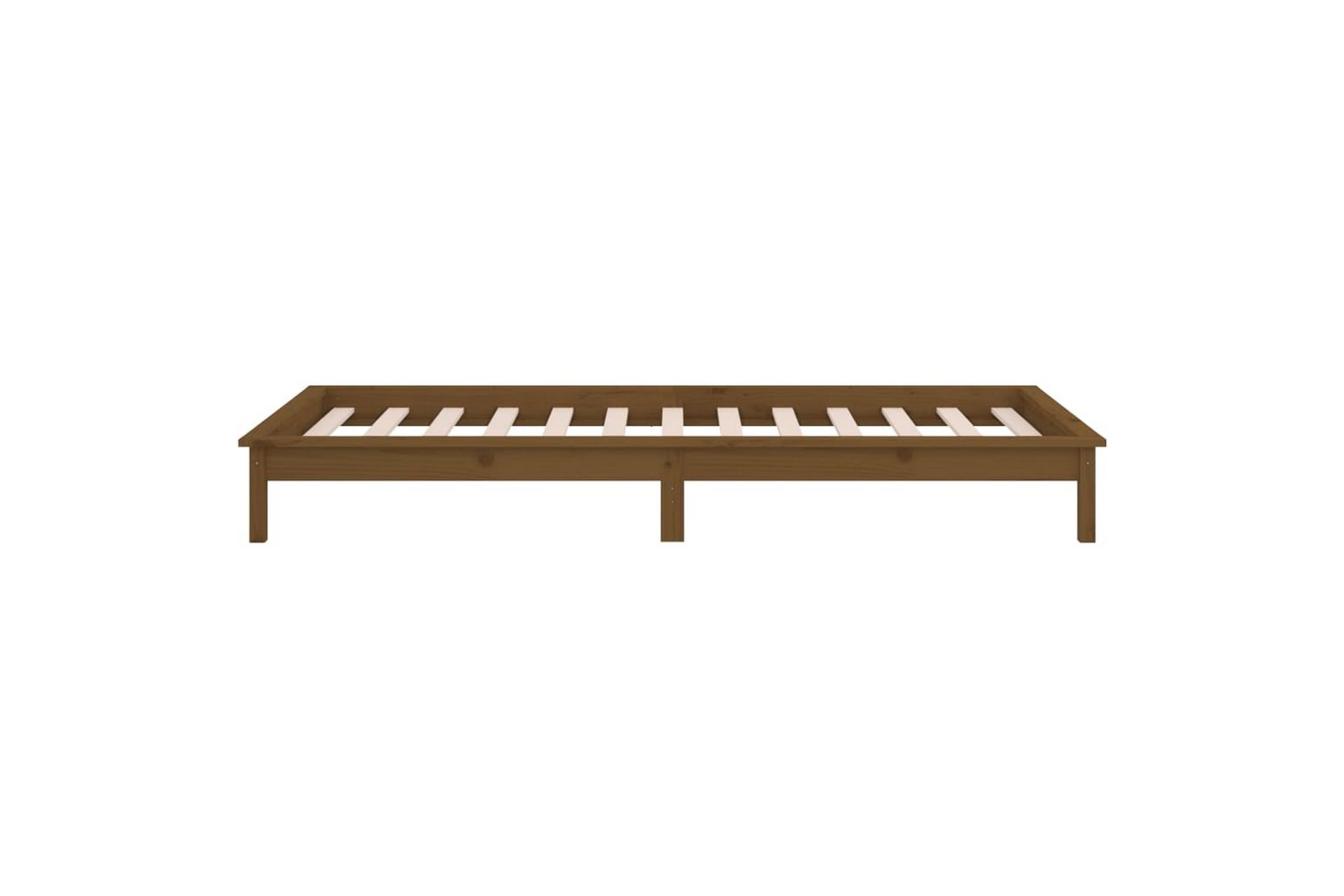 beBasic Sengeramme med LED honningbrun 100x200 cm heltre - Brun - Møbler - Senger - Sengeramme & sengestamme