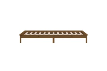 beBasic Sengeramme med LED honningbrun 100x200 cm heltre - Brun - Møbler - Senger - Sengeramme & sengestamme