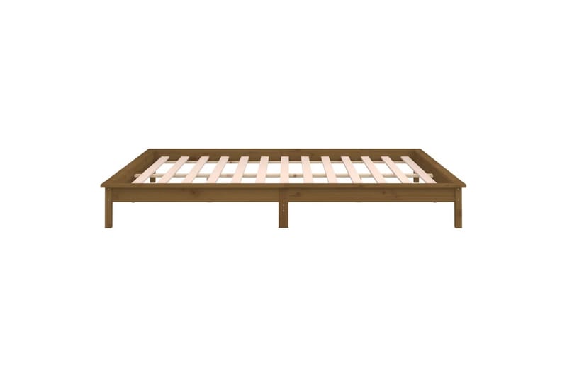beBasic Sengeramme med LED honningbrun 140x190 cm heltre - Brun - Møbler - Senger - Sengeramme & sengestamme