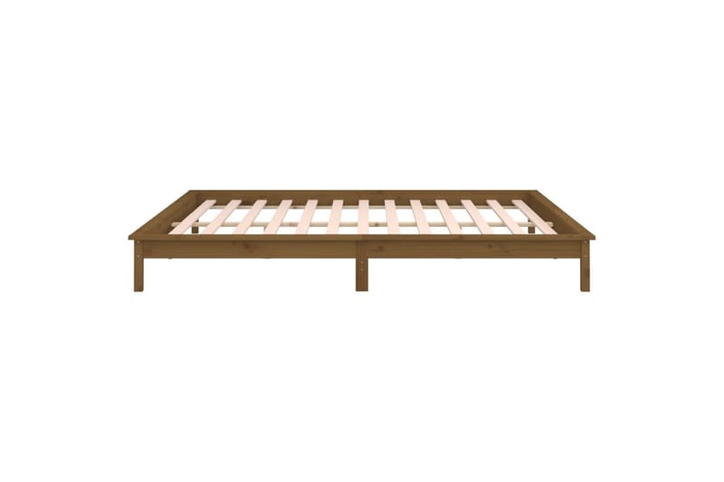 beBasic Sengeramme med LED honningbrun 160x200 cm heltre - Brun - Møbler - Senger - Sengeramme & sengestamme