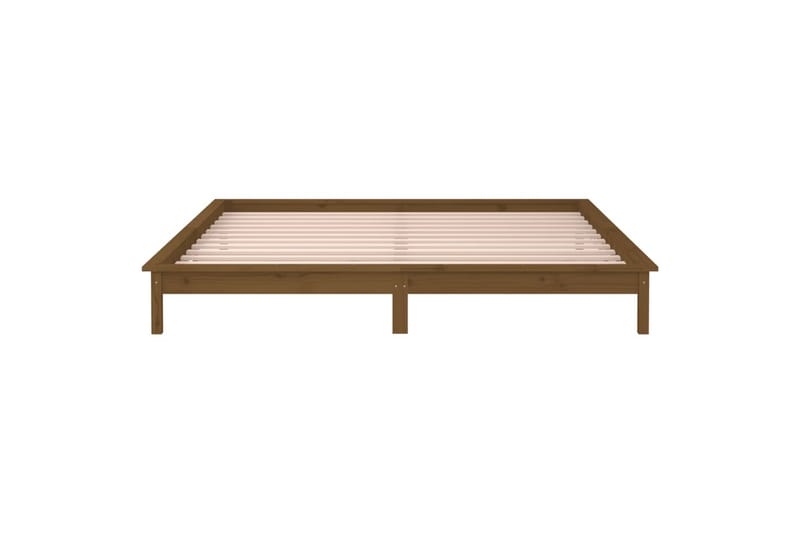 beBasic Sengeramme med LED honningbrun 160x200 cm heltre - Brun - Møbler - Senger - Sengeramme & sengestamme