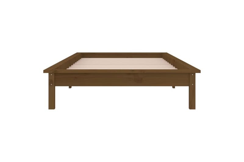 beBasic Sengeramme med LED honningbrun 90x200 cm heltre - Brun - Møbler - Senger - Sengeramme & sengestamme