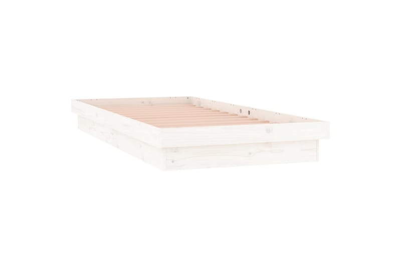beBasic Sengeramme med LED hvit 100x200 cm heltre - Hvit - Møbler - Senger - Sengeramme & sengestamme