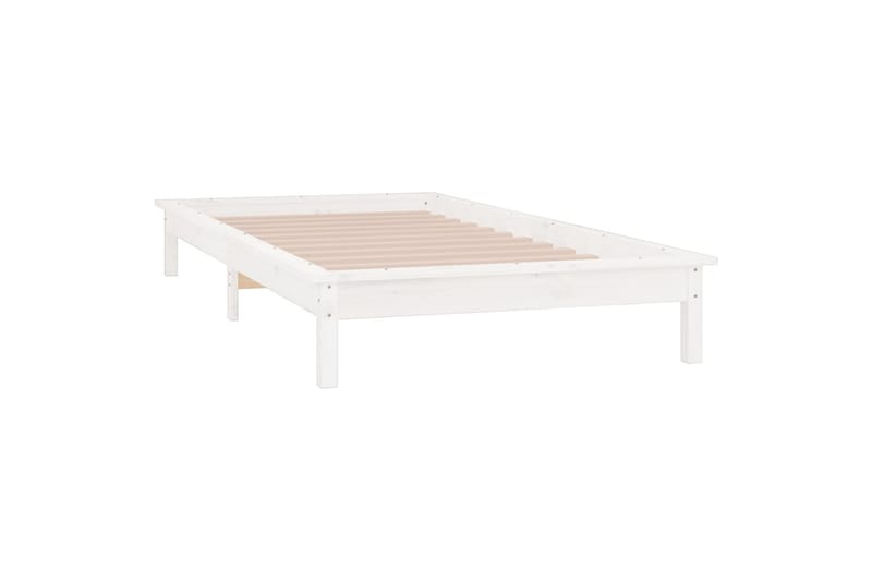 beBasic Sengeramme med LED hvit 100x200 cm heltre - Hvit - Møbler - Senger - Sengeramme & sengestamme