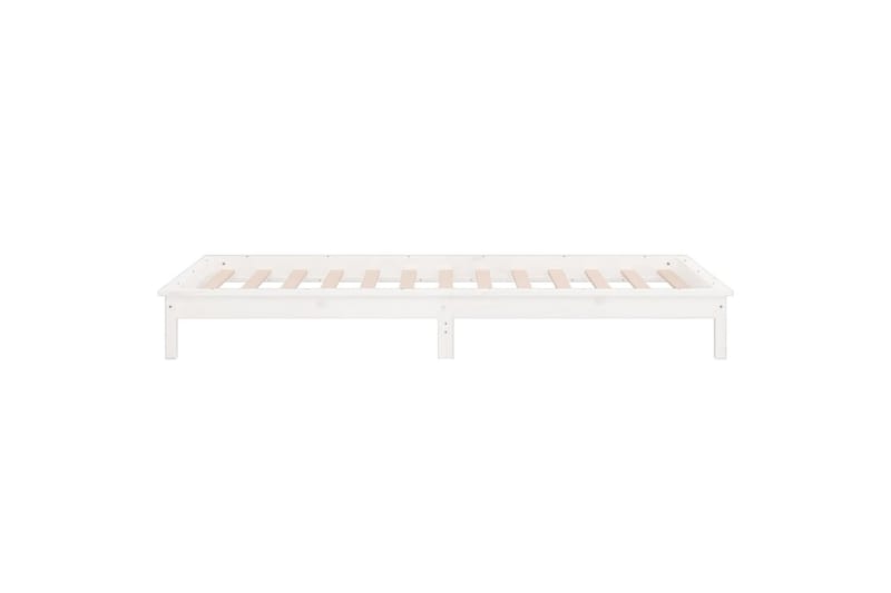 beBasic Sengeramme med LED hvit 100x200 cm heltre - Hvit - Møbler - Senger - Sengeramme & sengestamme