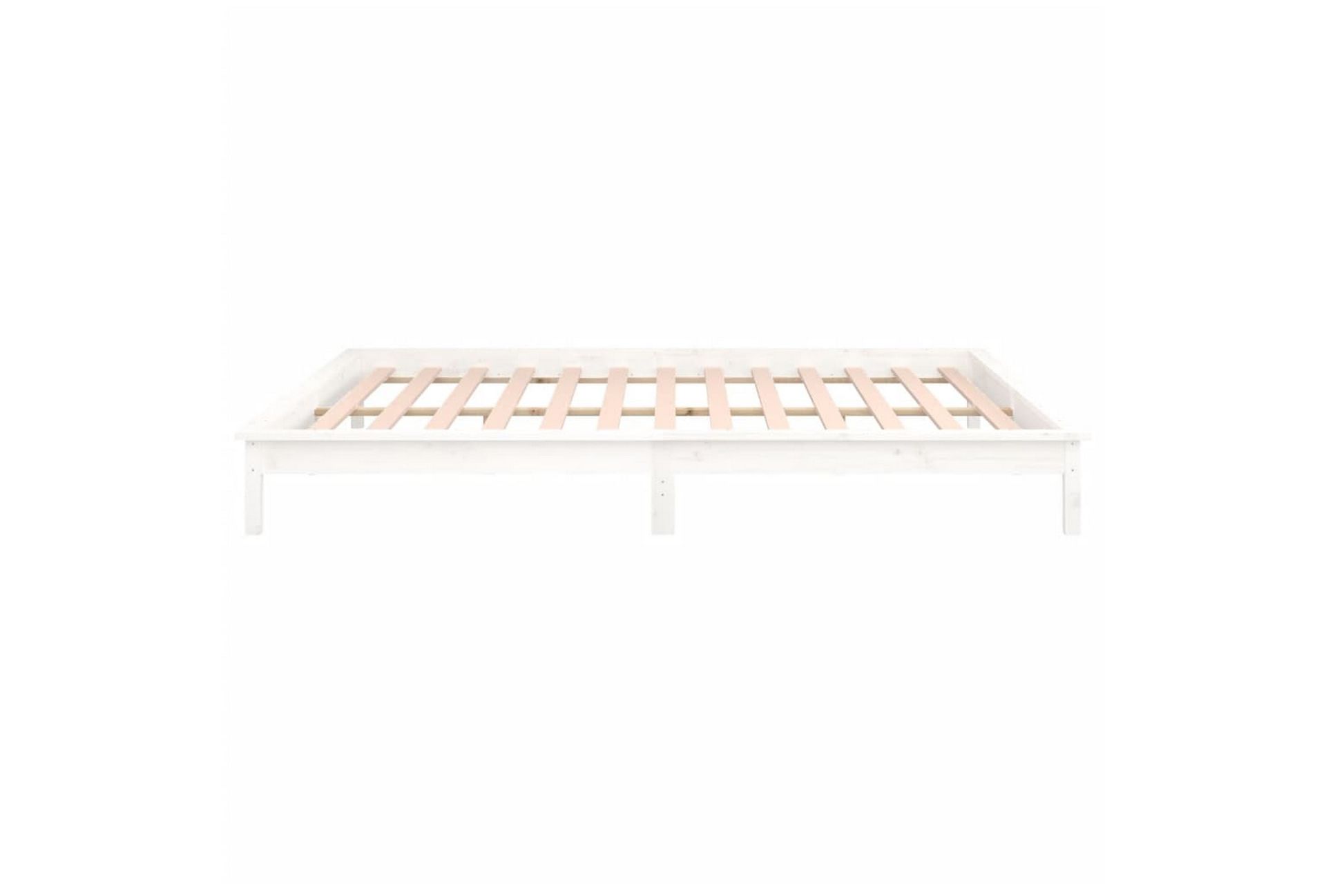 beBasic Sengeramme med LED hvit 120x200 cm heltre - Hvit - Møbler - Senger - Sengeramme & sengestamme