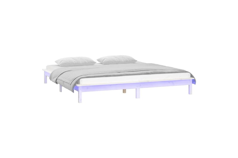 beBasic Sengeramme med LED hvit 140x200 cm heltre - Hvit - Møbler - Senger - Sengeramme & sengestamme