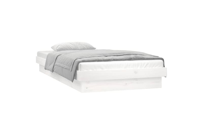 beBasic Sengeramme med LED hvit 75x190 cm 2FT6 Small Single heltre - Hvit - Møbler - Senger - Sengeramme & sengestamme