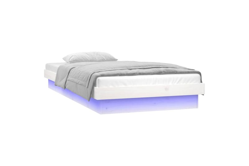beBasic Sengeramme med LED hvit 75x190 cm 2FT6 Small Single heltre - Hvit - Møbler - Senger - Sengeramme & sengestamme